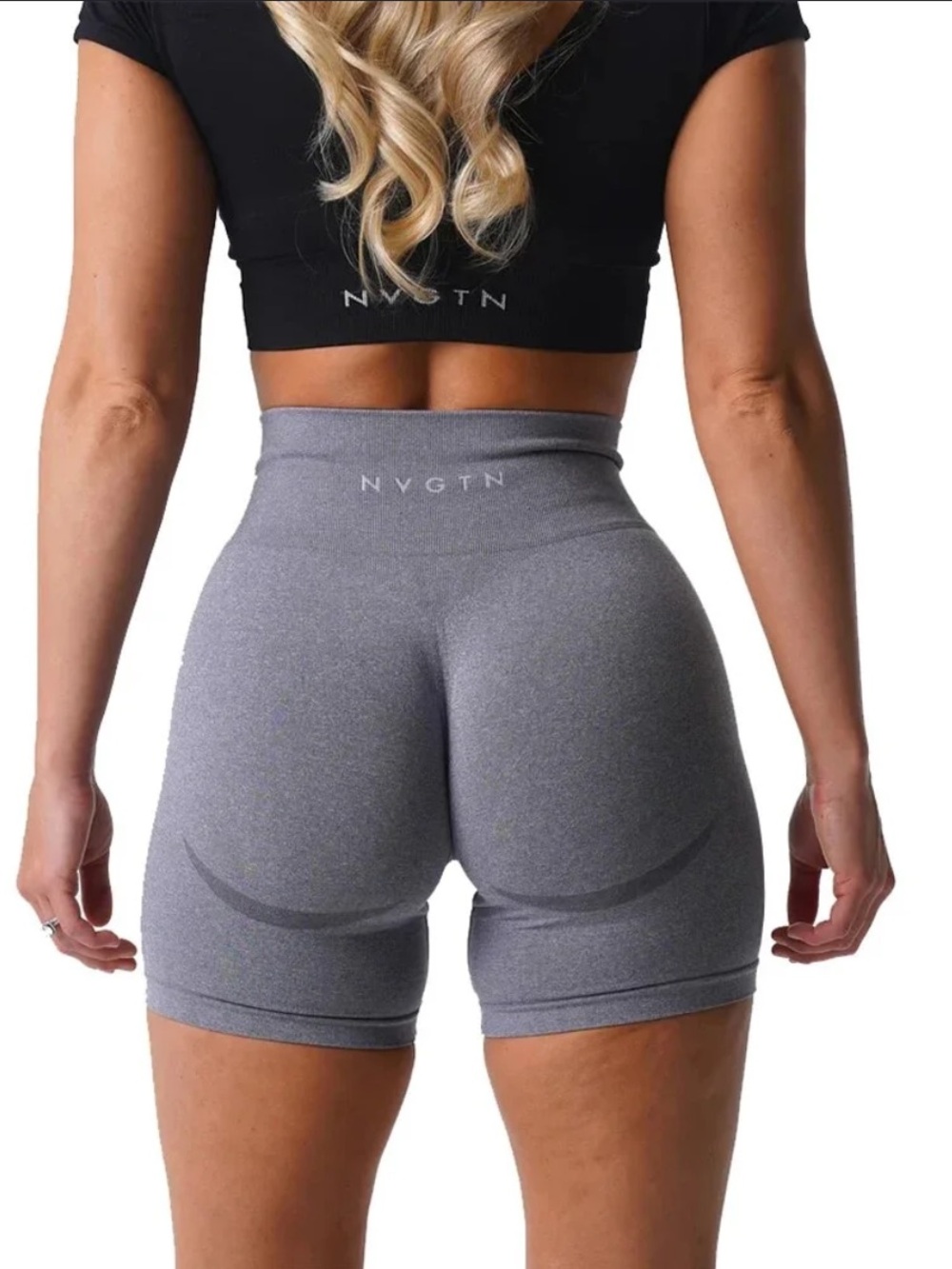 NVGTN Women's High-Waist Grey Seamless Bike Shorts